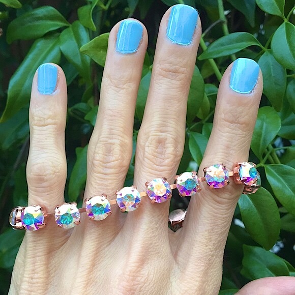 Aurora Borealis Rose Gold Crystal Tennis Bracelet - Picture 7 of 16